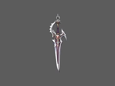 Decorative Ornate Dagger With Intricate Hilt And Sharp Metallic Blade Design 3d model