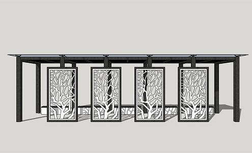 Modern porch frame membrane pavilion veranda 3d model