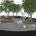 Modern Park Pocket Small Park Rest Space Tree Pool Seat 3d model
