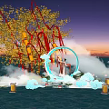 New Chinese-style Guochao Ancient Scenic Spot Meichen Guochao Net Red Card Meichen 3d model