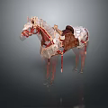Transparent 3D Horse Model With Visible Internal Structure And Brown Leather Saddle