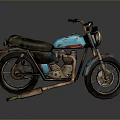 Vintage Turquoise Motorcycle With Rusted Body And Leather Seat Retro Design Details