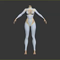 Light Blue Tight Fitting Long Sleeve Leotard With Golden Accents And Design Details