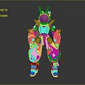 Game Movie Green Mech Character With Rabbit Ear Head Orange White Mechanical Details