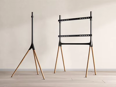 Modern Black Iron Decorative Structure With Wooden Tripod Legs For Home Interior 3d model