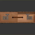 Brown Leather Square Box With Metal Clasps And Stitched Handle Design