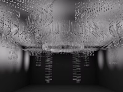 Artistic Hanging Decorative Ornament Combination Featuring Wavy Designs And Geometric Patterns In Interior Setting 3d model