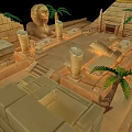 Cartoon Ancient Egyptian Scene With Pyramids Sphinx Palm Trees And Stone Columns 3d model