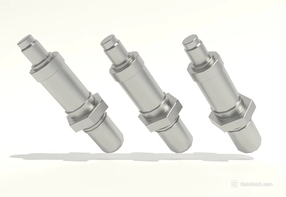Three Silver Metal Automotive Bolts With Threaded Structure For Vehicle Parts 3d model 