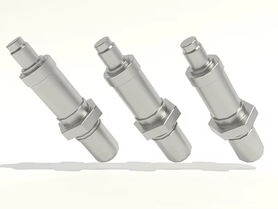 Three Silver Metal Automotive Bolts With Threaded Structure For Vehicle Parts 3d model