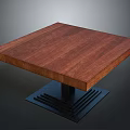 Square Wooden Table With Mahogany Tabletop And Black Metal Geometric Base