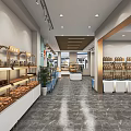 Bright Spacious Dessert Shop Interior With Bakery Displays Pastry Shelves And Tile Floors