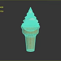 Creamy White Swirl Ice Cream in Orange Cone on Smooth Surface with Reflection