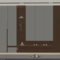 Modern White Wooden Shoe Cabinet With Mirror Storage Shelf And Plant Design