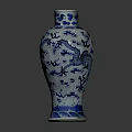 Blue and White Porcelain Vase With Dragon Pattern For Home Decoration 3d model