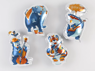 Colorful Cartoon Inflatable Toys Elephant Shark Bear Tiger for Kids Party Decoration 3d model