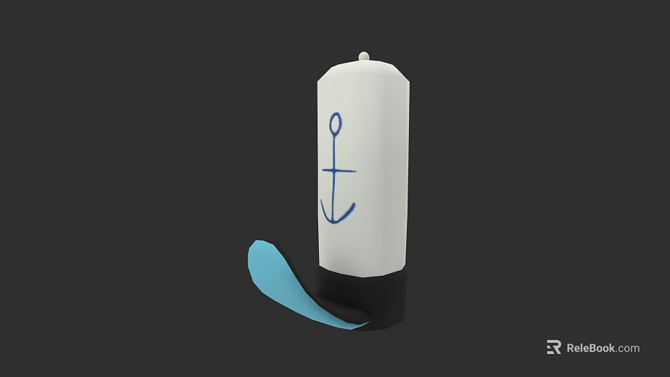 Stylish White Hat with Blue Anchor Design Black Bottom and Blue Strap 3d model 