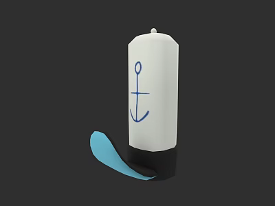 Stylish White Hat with Blue Anchor Design Black Bottom and Blue Strap 3d model