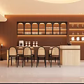 Modern Warm Toned Beauty Hair Salon Interior With Comfortable Bar Seats And Exquisite Display Shelves