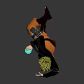 Blonde Haired Ninja Character In Orange Black Outfit Holding Blue Energy Ball In Dynamic Stance