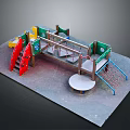 Outdoor Colorful Playground Equipment With Slide Climbing Frame And Round Platform