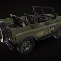 Military Green Open Top Off Road Vehicle With Front Grille And Side Badge