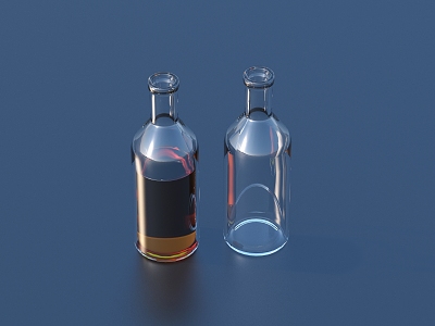 Wine Bottle Glass Wine 3d model