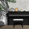 Stylish Interior With Piano Instrument And Art Supplies Including Frames Paint And Brushes