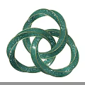 Three Intertwined Green Circular Rings on Black Grid Background
