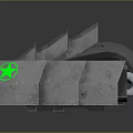 Advanced Mechanical Device With Green Cross Logo Multiple Metallic Gray Modules And Support Structure 3d model