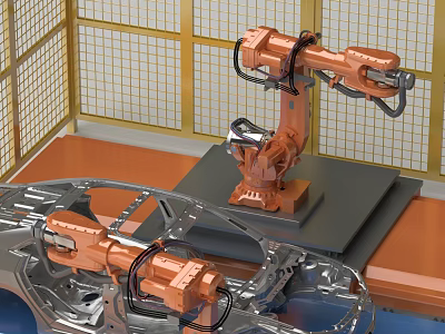 Modern mechanical arm machinery manufacturing 3d model