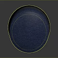 Stylish Blue Denim Hat With Yellow Stitching Orange Leather Strap And Round Eyelet