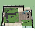Courtyard Garden Design With Lush Greenery Stone Paths Wooden Deck And Seating Area