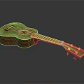 Brown Wooden Ukulele With Four Strings And Tuning Pegs For Home Use