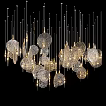 Modern Transparent Circular Chandeliers With Metal Hanging Wires And Warm Lighting