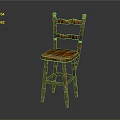Rustic Wooden Leisure Chair With Slatted Back And Solid Wood Seat Design