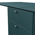 Modern Teal Desk With Long Tabletop And Two Drawer Cabinet