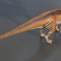 Detailed Reptile Dinosaur Model With Long Neck Spiked Back And Striped Skin
