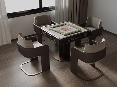 Elegant Modern Interior With Mahjong Table And Comfortable Chairs 3d model