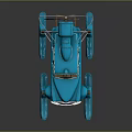 Blue Vintage Amphibious Car Style Water Vehicle With Propeller And Floats