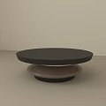Round Coffee Table with Layered Black Top and Wooden Lower Layer Modern Minimalist Design