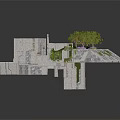 Architectural Model Featuring Green Roof Water Canal And White Geometric Structures