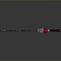Red And Silver Chainsaw Weapon With Sharp Metal Chain And Black Handle