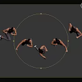 Woman Performing Various Fitness Poses in Sportswear Against Gray Background With Reflective Floor