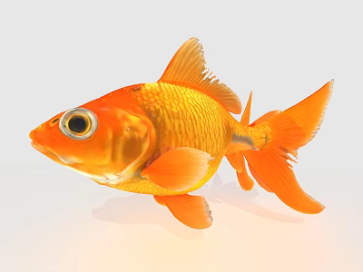 Vibrant Orange Goldfish With Large Eyes Shiny Scales And Flowing Fins In Light Background 3d model