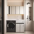 Modern Bathroom Vanity Cabinet With Mirrored Cabinet Washing Machine Marble Countertop And Faucet