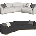 Modern Light And Dark Gray Curved Sectional Sofa With Decorative Pillows 3d model
