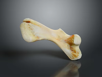 Detailed Bone Specimen Displaying Ivory White Surface And Brown Textural Details 3d model