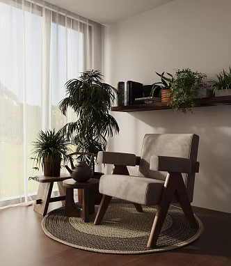 Leisure Chair Lazy Sofa Potted Plant Ornaments 3d model