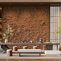 Tea Room Tea Table and Chair Combination Tea Room Background New Chinese Tea Room 3d model
